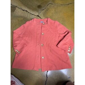 J.McLaughlin Cardigan‎ Sweater Women XL Button Front 3/4 Sleeve Salmon